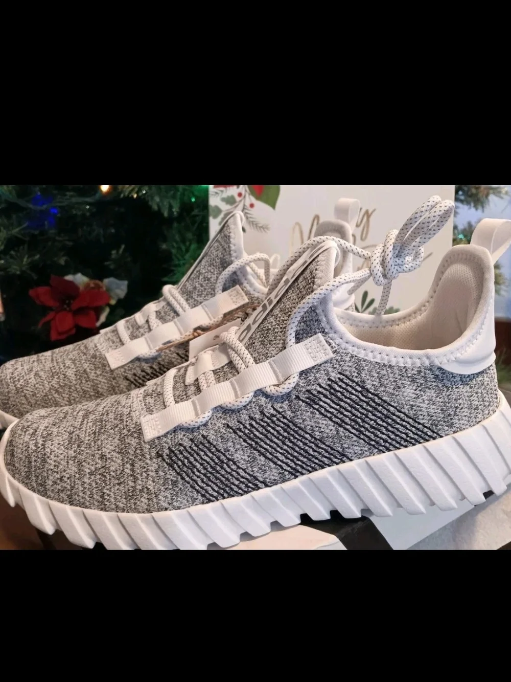adidas Kaptir Flow Grey White Knit Slip-On Sneakers